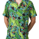 SO FUN! NEW ORLEANS JAZZ FEST GATOR PRINT RAYON HAWAIIAN SHIRT TEETH BUTTONS