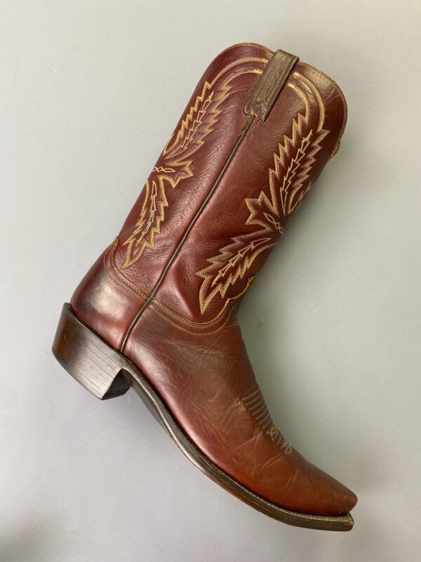 GORGEOUS! BURNISHED LEATHER SNIP TOE SUPPLE MENS COWBOY BOOTS