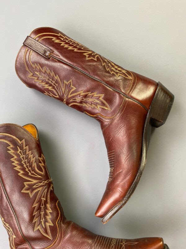 GORGEOUS! BURNISHED LEATHER SNIP TOE SUPPLE MENS COWBOY BOOTS