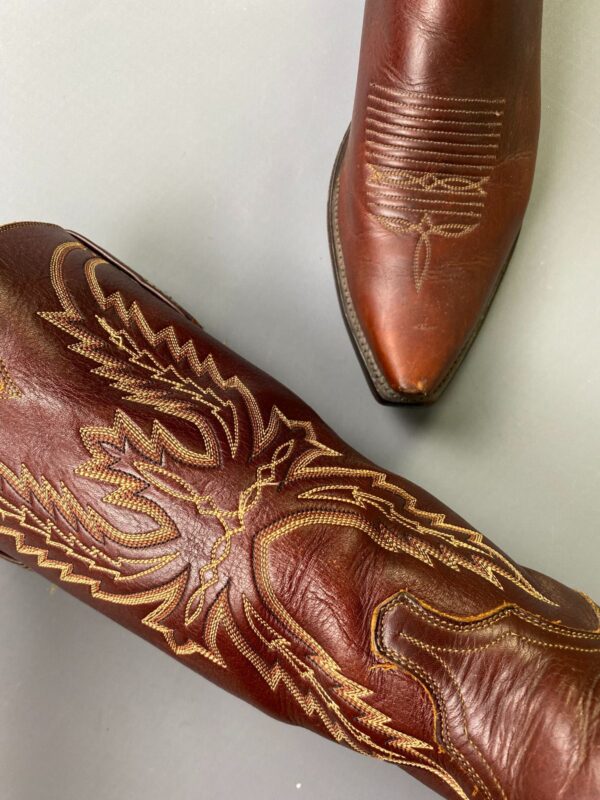 GORGEOUS! BURNISHED LEATHER SNIP TOE SUPPLE MENS COWBOY BOOTS