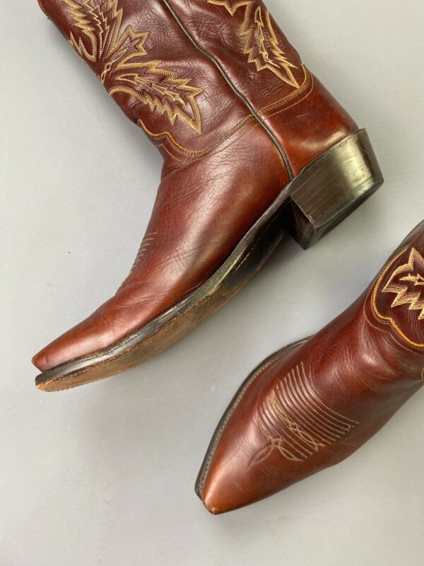 GORGEOUS! BURNISHED LEATHER SNIP TOE SUPPLE MENS COWBOY BOOTS