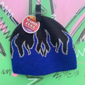 Photo detail:Y2K BLUE FLAME KNIT BEANIE HAT - NWT