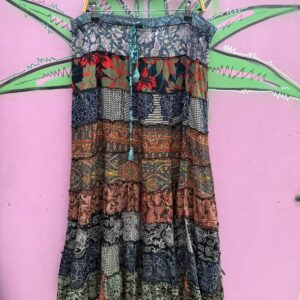 Photo detail:CUTE! SILKY PATCHWORK HIPPY STYLE MAXI SKIRT