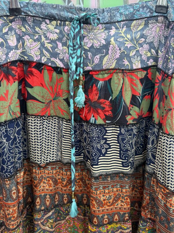 CUTE! SILKY PATCHWORK HIPPY STYLE MAXI SKIRT