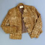 1996 RUNWAY TWEED BOUCLE STYLE BUTTON FRONT BLAZER JACKET, SILK LINED