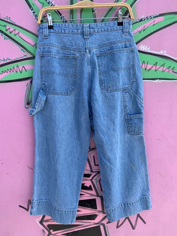 *AS-IS* 1990S | Y2K SUPER LIGHT WASH DENIM CARPENTER CAPRI PANTS JEANS
