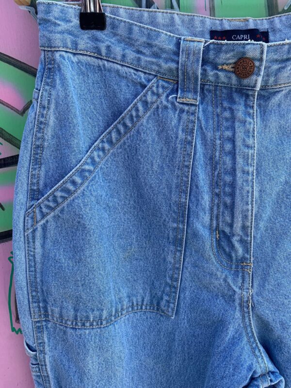 *AS-IS* 1990S | Y2K SUPER LIGHT WASH DENIM CARPENTER CAPRI PANTS JEANS