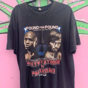 Photo detail:AS-IS 2015 MAYWEATHER VS PACQUIAO TITLE FIGHT BOXING T-SHIRT