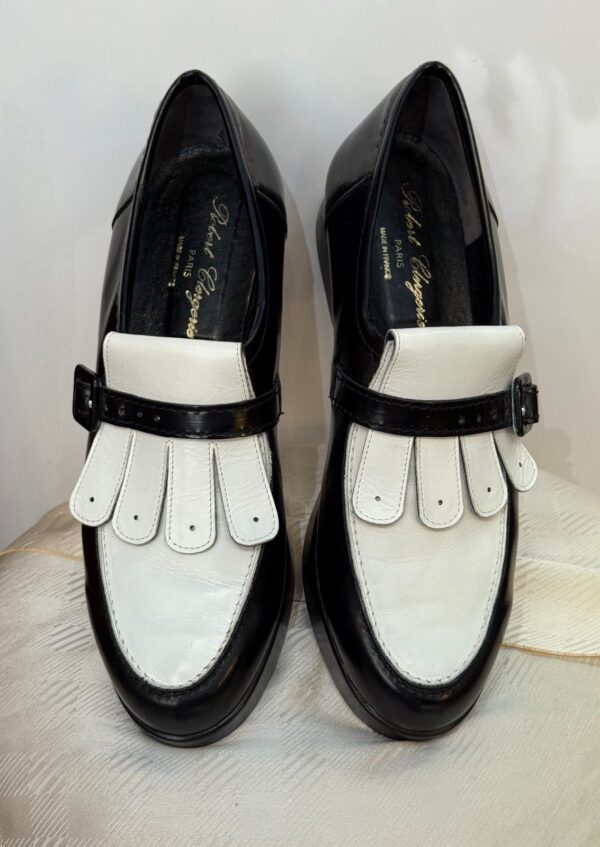LEATHER TWO TONE WIDE TASSLE BUCKLE LOAFER SHOES