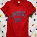 DEADSTOCK DONNA SUMMER BLUE GLITTER METALLIC TOUR 1981 SUMMER IS BACK GRAPHIC T SHIRT