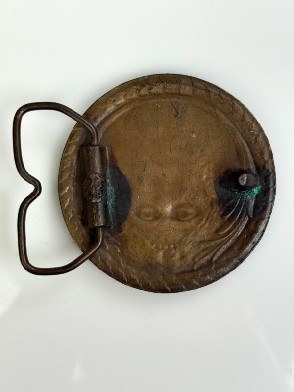 RARE! CIRCULAR JESUS DEMONIC HEAVY BRONZE BELT BUCKLE