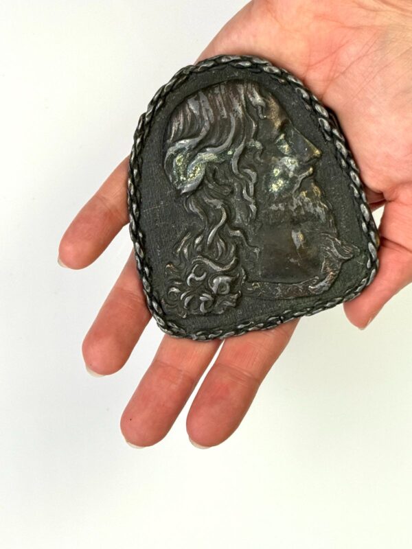 HEAVY DARK OXIDIZED BRONZE GREEK GOD PROFILE BELT BUCKLE