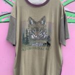 WOLVES FOREST SCENE ADIRONDACKS COLORBLOCK T-SHIRT
