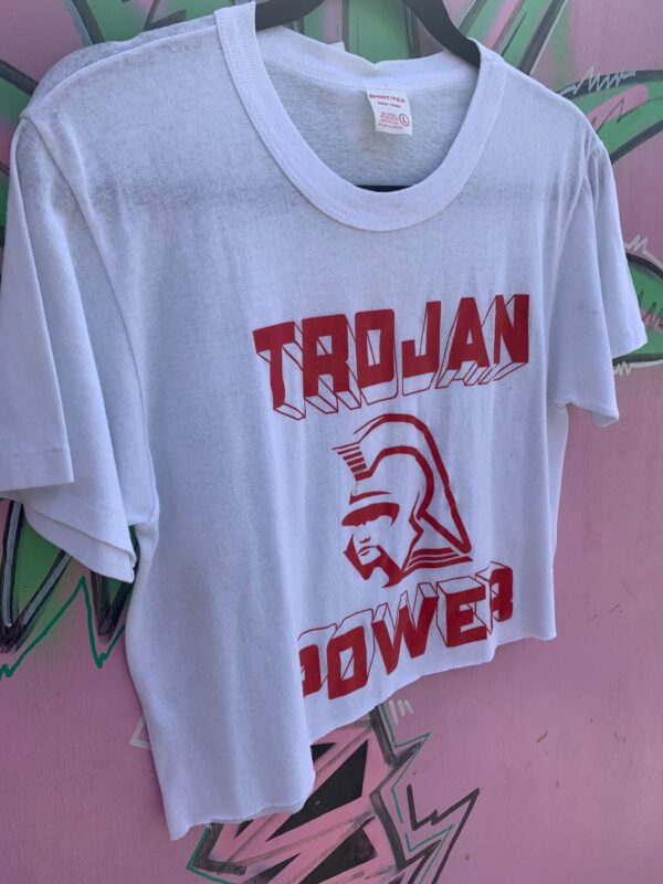 *AS-IS* CROPPED TROJAN POWER SINGLE STITCH T-SHIRT