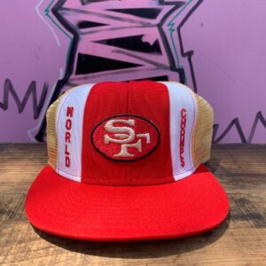 Photo detail:*AS-IS* RAD! 1980S DOUBLE KNIT SF 49ERS WORLD CHAMPS SNAPBACK HAT