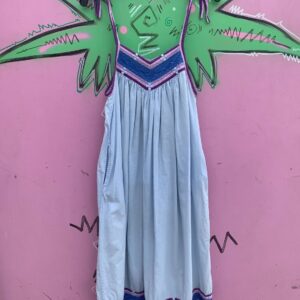 Photo detail:SWEET! 100% INDIAN COTTON TENT DRESS WITH POCKETS QUILTED & EMBROIDERED BODICE & HEM