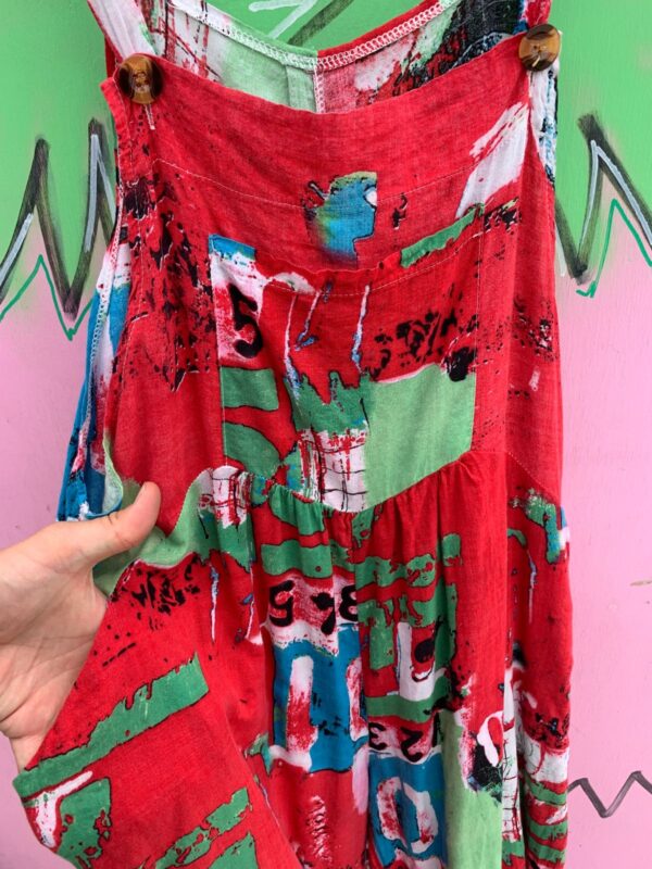 ABSTRACT PRINT STYLE SUPER THIN COTTON OVERALLS