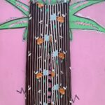 LOVE! FLORAL & BROWN VERTICAL STRIPE PRINT POLYESTER PANTS