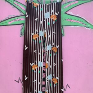 Photo detail:LOVE! FLORAL & BROWN VERTICAL STRIPE PRINT POLYESTER PANTS