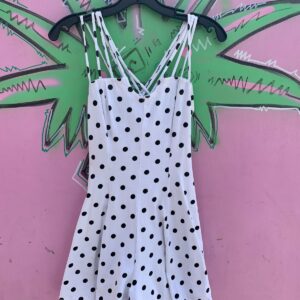 Photo detail:*AS-IS* 1980S-90S ADORABLE! POLKA DOT PRINT STRAPPY MINI ROMPER