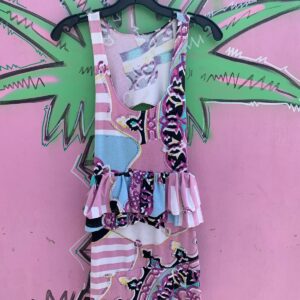 Photo detail:ADORABLE! *LOCAL DESIGNER* PASTEL PRINT DOUBLE PEPLUM COTTON MINI DRESS