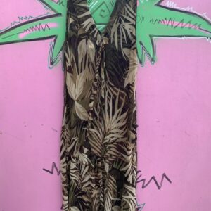 Photo detail:*AS-IS* 1990S | Y2K SHEER SILKY PALM PRINT SLEEVELESS MAXI DRESS