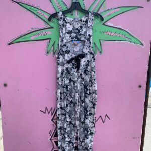 Photo detail:1980S-90S FLORAL PRINT RIBBON LACE UP FRONT SLEEVELESS JUMPSUIT