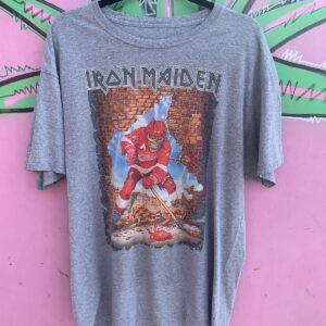 Photo detail:FADED IRON MAIDEN EDDIE DETROIT RED WING HOCKEY GRAPHIC T SHIRT