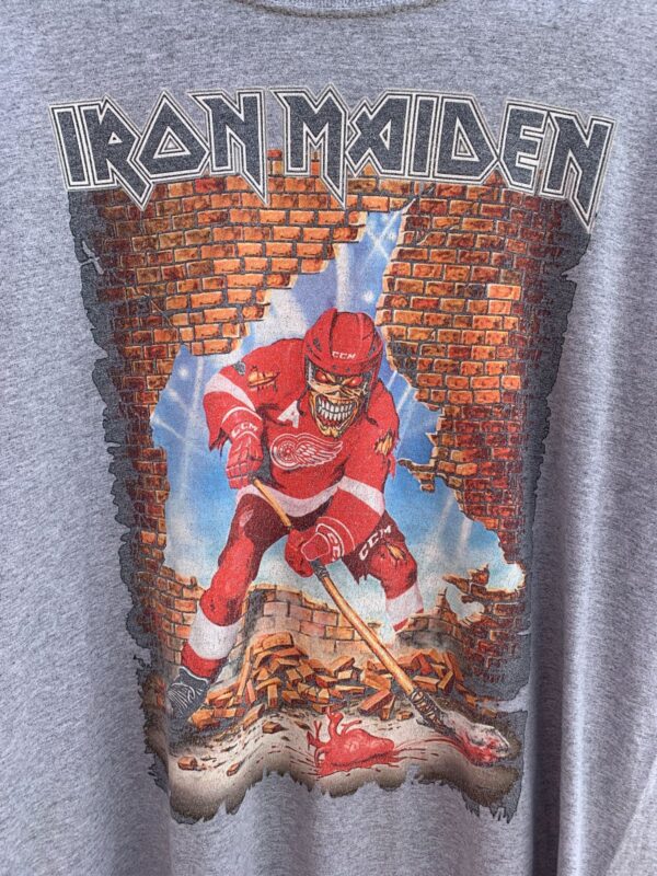 FADED IRON MAIDEN EDDIE DETROIT RED WING HOCKEY GRAPHIC T SHIRT