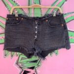 RAD!!! CUT & FRAYED WAISTBAND LEVIS 501 BUTTON FLY DENIM CUTOFF SHORTS