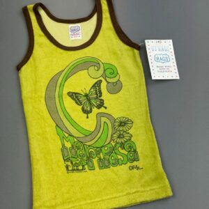 Photo detail:EARLY Y2K DEADSTOCK! MARIPOSA BUTTERFLY GRAPHIC TERRY CLOTH RINGER TANK TOP