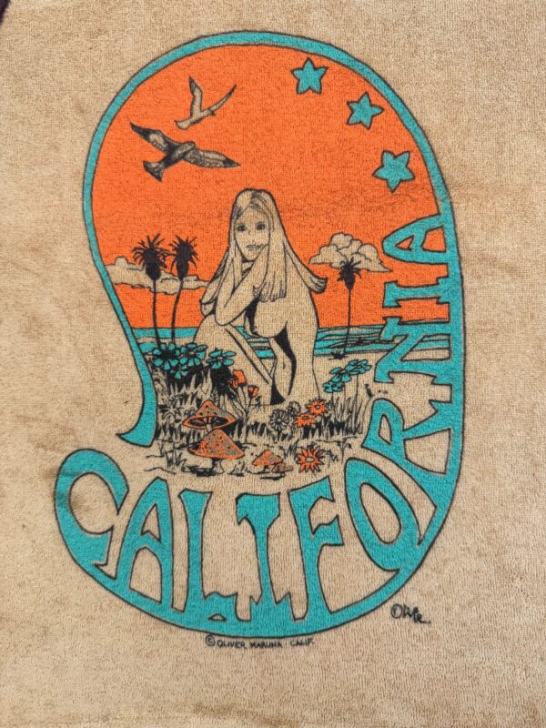 EARLY Y2K DEADSTOCK! CALIFORNIA MUSHROOM GIRL TERRY CLOTH RINGER TANK TOP