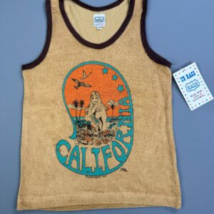 Photo detail:EARLY Y2K DEADSTOCK! CALIFORNIA MUSHROOM GIRL TERRY CLOTH RINGER TANK TOP