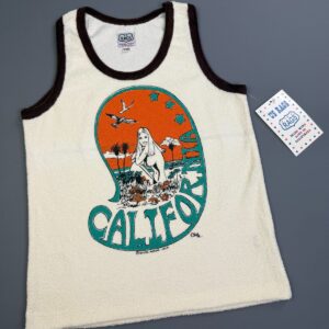 Photo detail:EARLY Y2K DEADSTOCK! CALIFORNIA MUSHROOM GIRL TERRY CLOTH RINGER TANK TOP