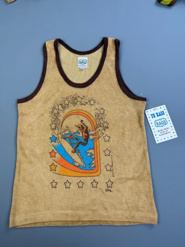 EARLY Y2K DEADSTOCK! SURFER STARS TERRY CLOTH RINGER TANK TOP
