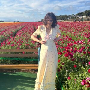 Photo detail:SO SWEET! FLOOR LENGTH EMPIRE WAIST DITSY FLORAL PRINT MAXI DRESS RUFFLED DETAILS & MATCHING CAPELET TOP