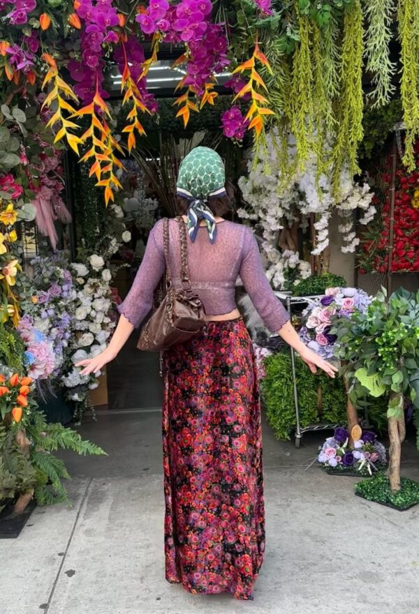 AMAZING! 1960S-70S VELVET RAYON CIRCULAR STARBURST PATTERN MAXI SKIRT