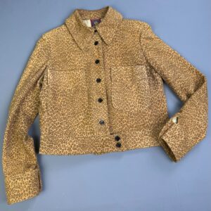 Photo detail:*AS-IS* SWEET! 1980S-90S MINI LEOPARD PRINT BRUSHED SUEDE LEATHER JACKET