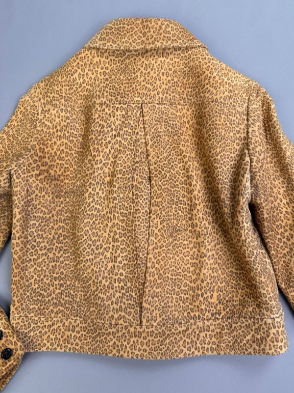 *AS-IS* SWEET! 1980S-90S MINI LEOPARD PRINT BRUSHED SUEDE LEATHER JACKET