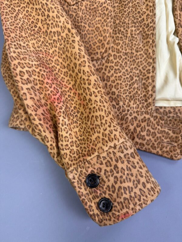 *AS-IS* SWEET! 1980S-90S MINI LEOPARD PRINT BRUSHED SUEDE LEATHER JACKET