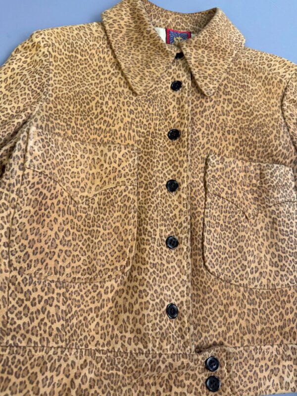 *AS-IS* SWEET! 1980S-90S MINI LEOPARD PRINT BRUSHED SUEDE LEATHER JACKET