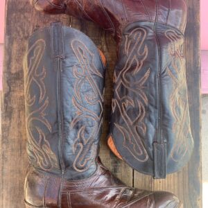 Photo detail:COOL! 2-TONE EEL SKIN PANELED EMBROIDERED COWBOY BOOTS