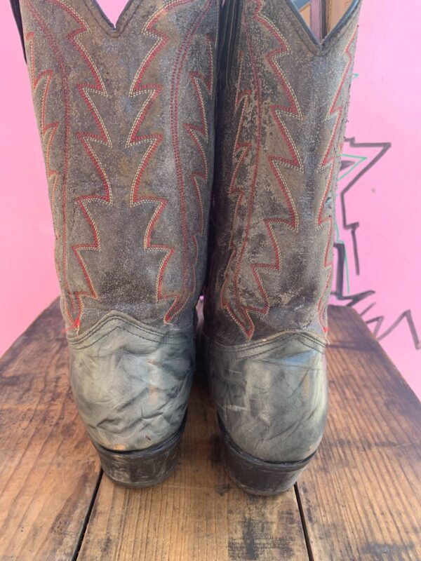 GRAY MARBLED LEATHER COWBOY BOOTS W/ METAL TOE TIPS