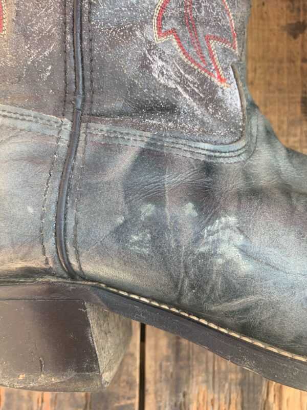 GRAY MARBLED LEATHER COWBOY BOOTS W/ METAL TOE TIPS