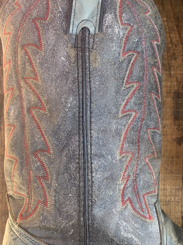 GRAY MARBLED LEATHER COWBOY BOOTS W/ METAL TOE TIPS