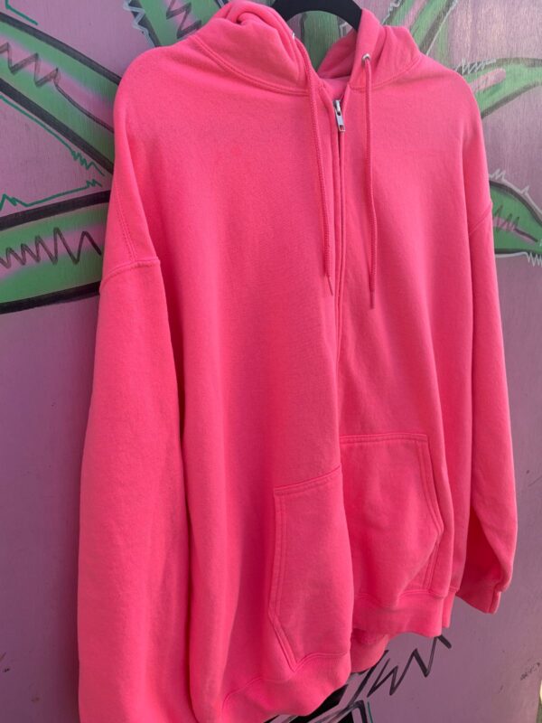DAYGLOW! NEON PINK! ZIP UP HOODED SWEATSHIRT HOODIE