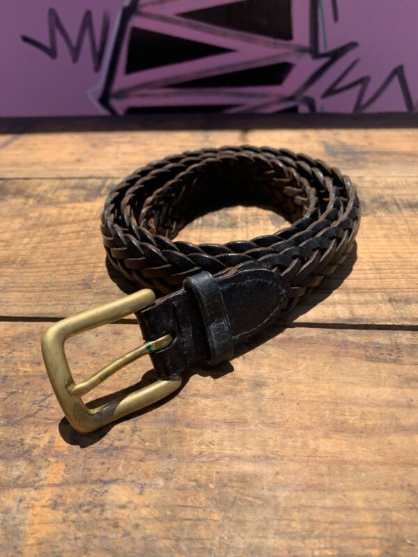 CLASSIC BRAIDED LEATHER BELT BRASS HARDWARE