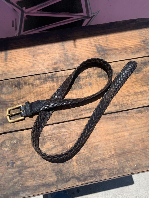 CLASSIC BRAIDED LEATHER BELT BRASS HARDWARE