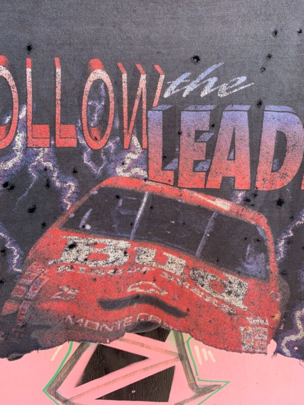 DISTRESSED NASCAR FOLLOW THE LEADER REPURPOSED T-SHIRT