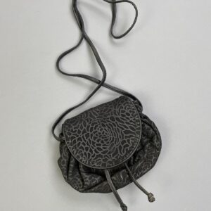 Photo detail:LOVE! 1980S LASER ETCHED FLORAL DESIGN MINI LEATHER SHOULDER PURSE, DRAWSTRING CLOSURE
